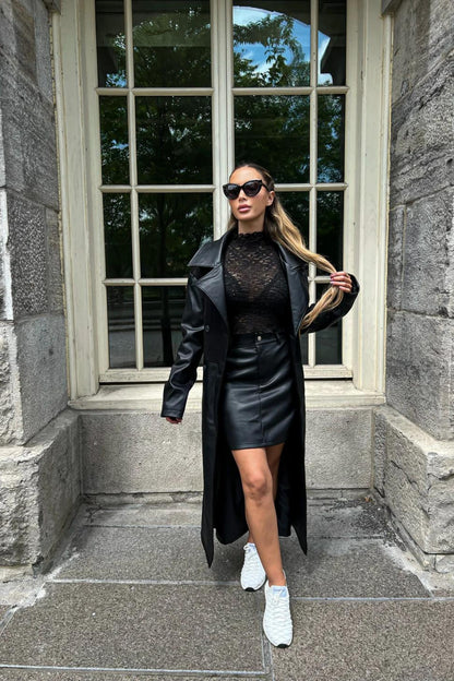 Black Faux Leather Mini Skirt 8LACK Clothing - Main Image