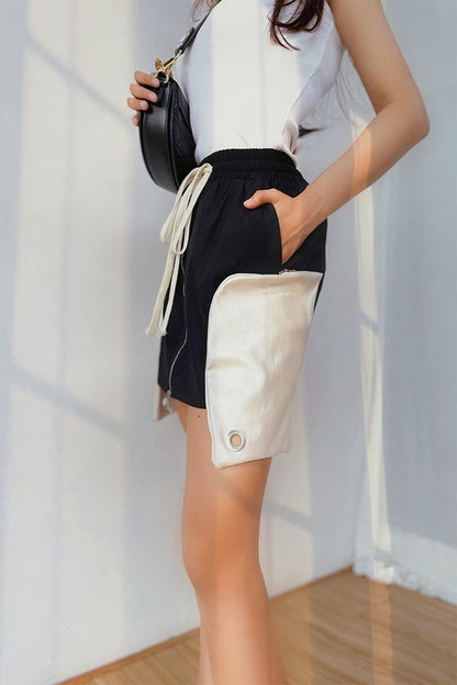 Black and White Zipper Skirt | 8LACK Clothing