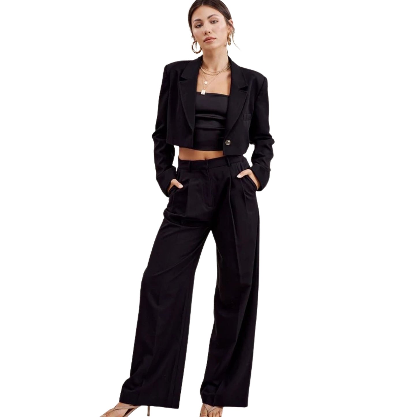 Women's Cropped Blazer (Black) | 8LACK Clothing