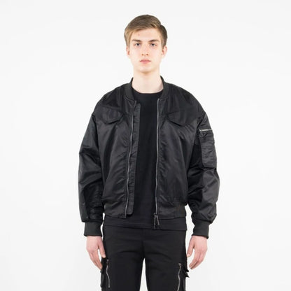 Oversized short black bomber jacket by XIAN ZONE 