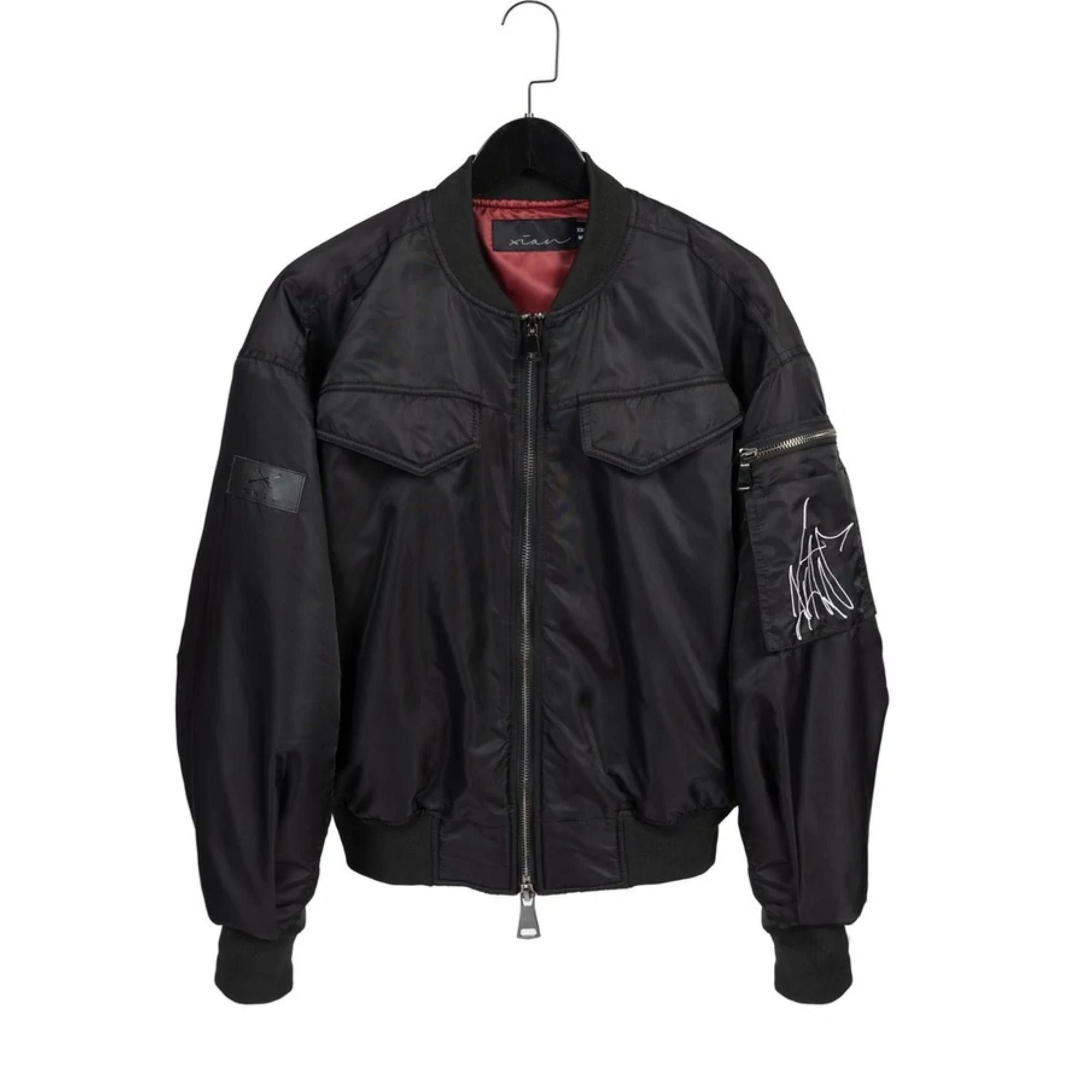 Black oversized bomber jacket hotsell