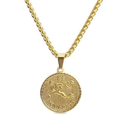Gold Plated Zodiac Coin Necklace by Sahira